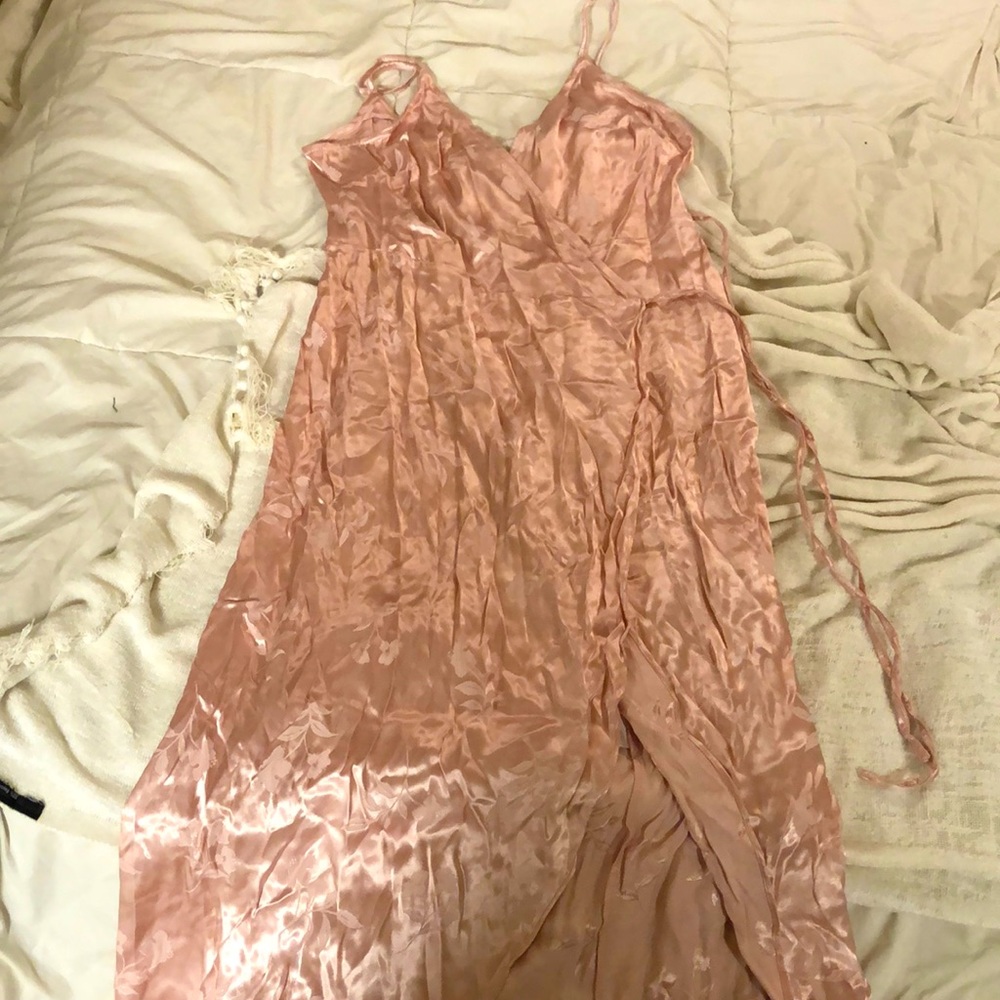 Topshop Floral Satin Wraparound Dress